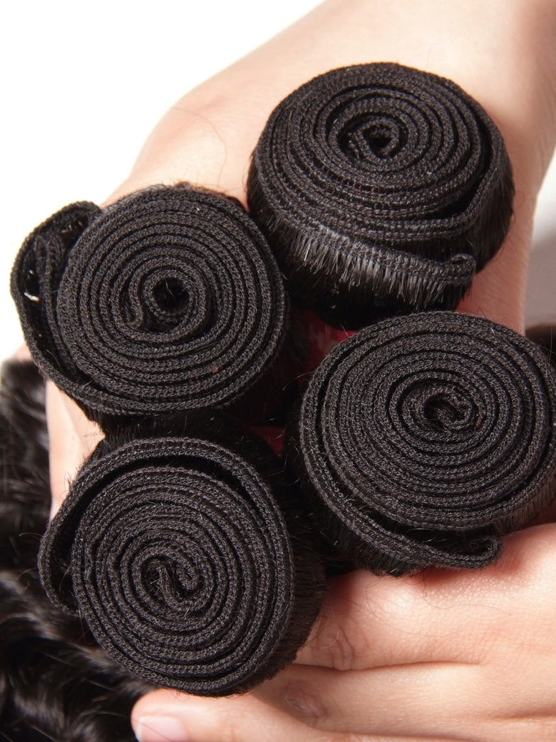 Klaiyi Brazilian Hair Deep Wave 3 Bundles Deals 100% Human Virgin Hair