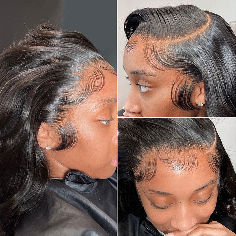 Klaiyi Hair 360 Body Wave Transparent Lace Frontal Wig Full Lace Wigs 180% Density Human Hair Wigs Flash Sale