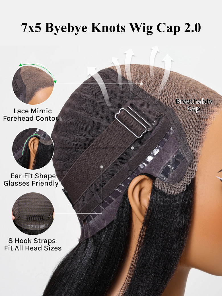 Klaiyi 7x5 Bye Bye Knots Put On and Go Wig Glueless Body Wave Human Hair Wigs Beginner Wig