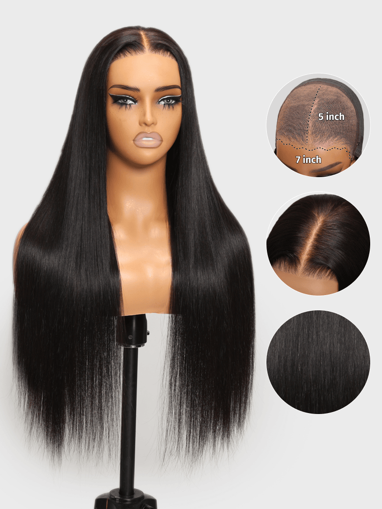 Klaiyi 13x4 Pre-Everything Yaki Straight Put On and Go Glueless Wig Real Ear to Ear Full Frontal Human Hair Silk Press Look Hair