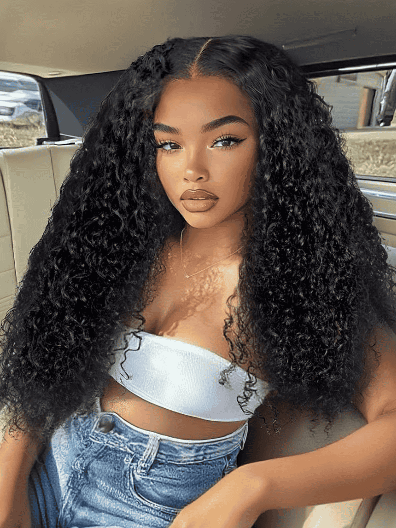 Klaiyi New EasiContour V Part Jerry Curly Wig Glueless Protective Style Human Hair Beginner Friendly Wig