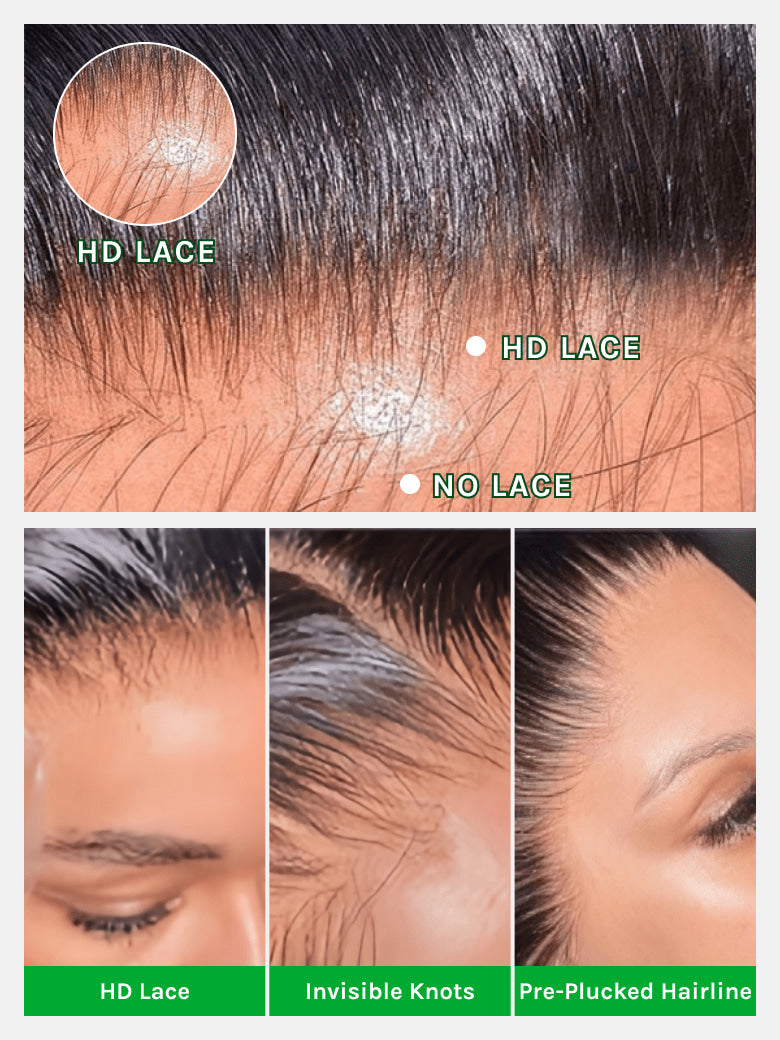 Klaiyi Hair HD Real Scalp™ Wig with Curtain Bangs 13x4 Invisible Lace Frontal Body Wave Wig Natural Black Color