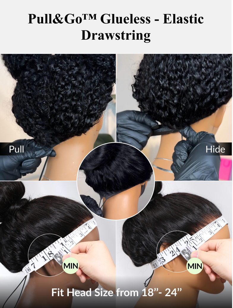Klaiyi 13x4 Pre Everything Loose Body Wave Glueless Frontal Wig With Elastic Drawstring Human Hair Wig Flash Sale