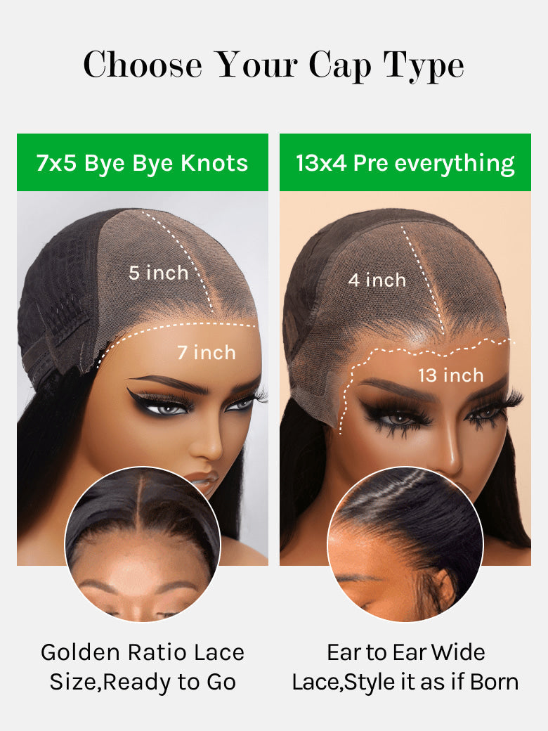 Klaiyi Black Cherry Layered Cut Straight/Loose Wave 7x5 and 13x4 Pre-Everything Lace Frontal Wig Put on and Go Glueless Wig