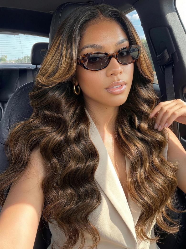 Klaiyi Ombre Brown Balayage Highlight Body Wave 13x4 Pre everything Wig Precolored Glueless Human Hair Lace Wig