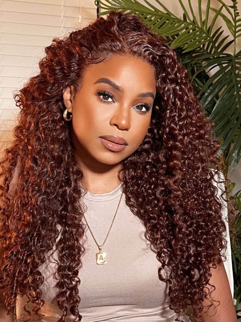 Klaiyi Jerry Curl Human Hair Weave 3 or 4 Bundles Extensions Reddish Brown Color Flash Sale