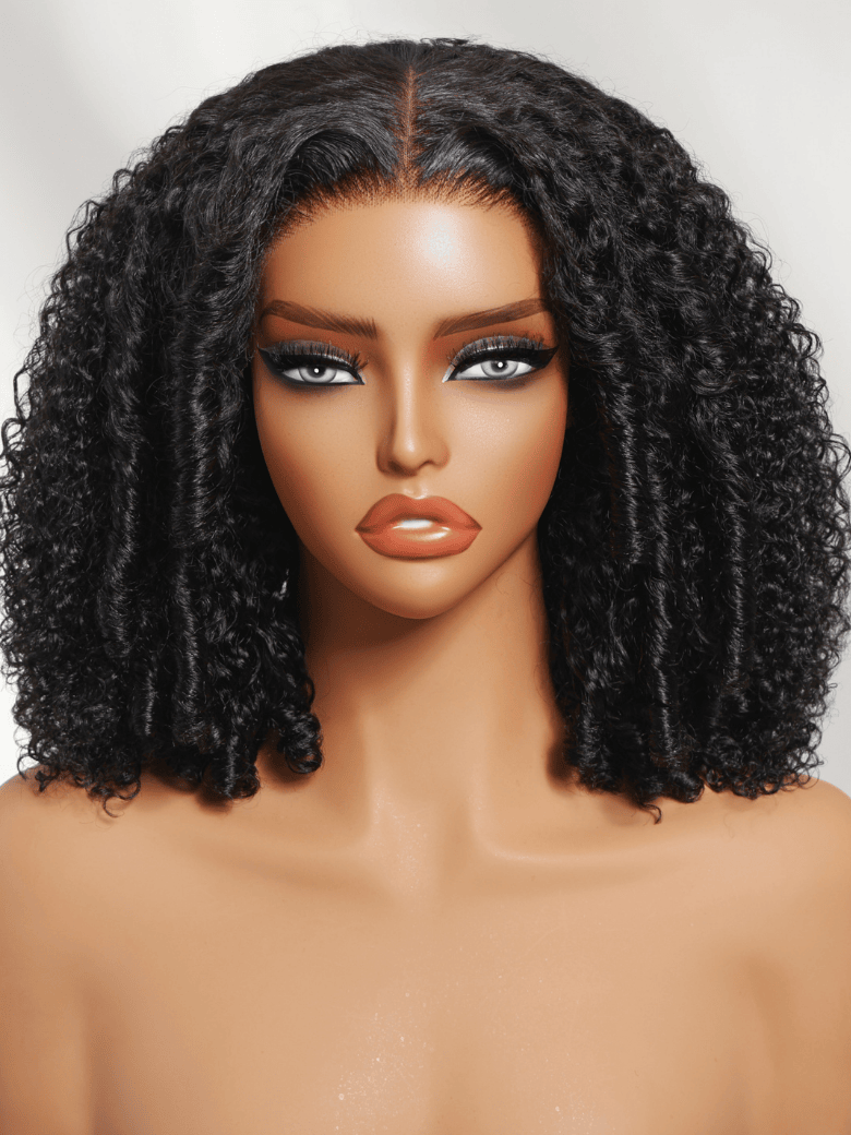 Klaiyi 4c Kinky Edge Kinky Curly Skin Melt 7x5 Bye Bye Knots Wig Virgin Human Hair Natural Hairline