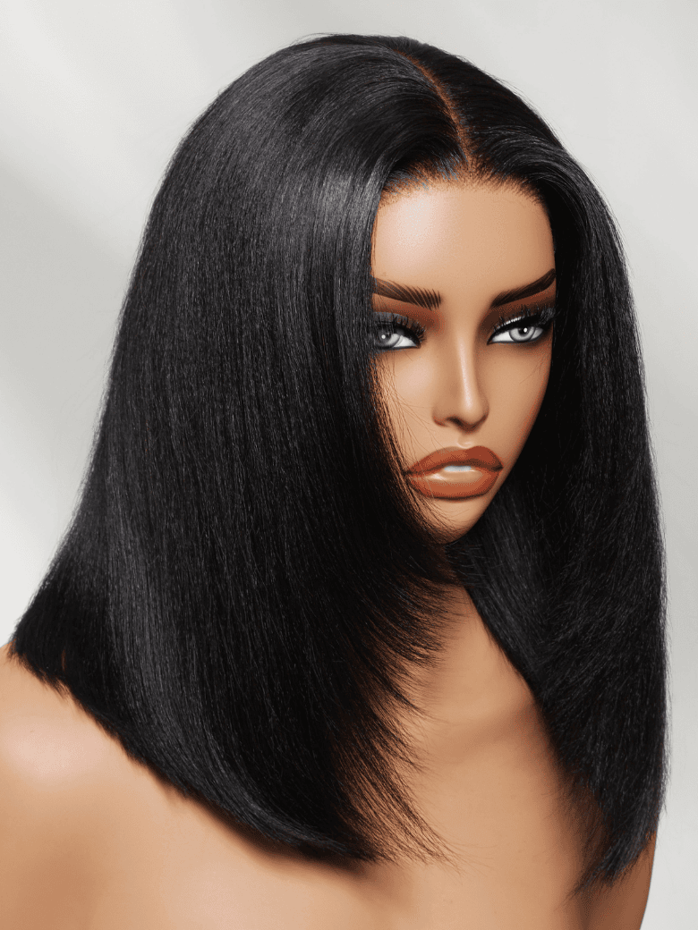 Klaiyi Light Yaki Straight Put On & Go Glueless Bob Wig 7x5 Lace Closure Wig Beginner Friendly Human Hair Wig Flash Sale