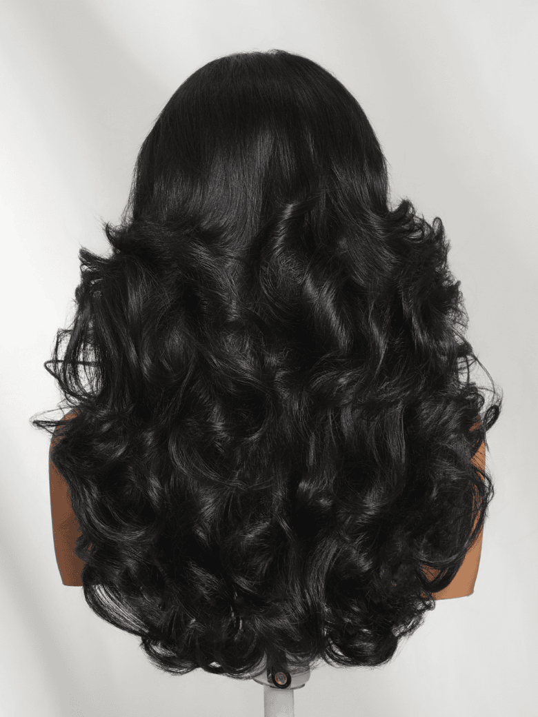 Klaiyi 13x4 Pre Everything Loose Body Wave Glueless Frontal Wig With Elastic Drawstring Human Hair Wig Flash Sale
