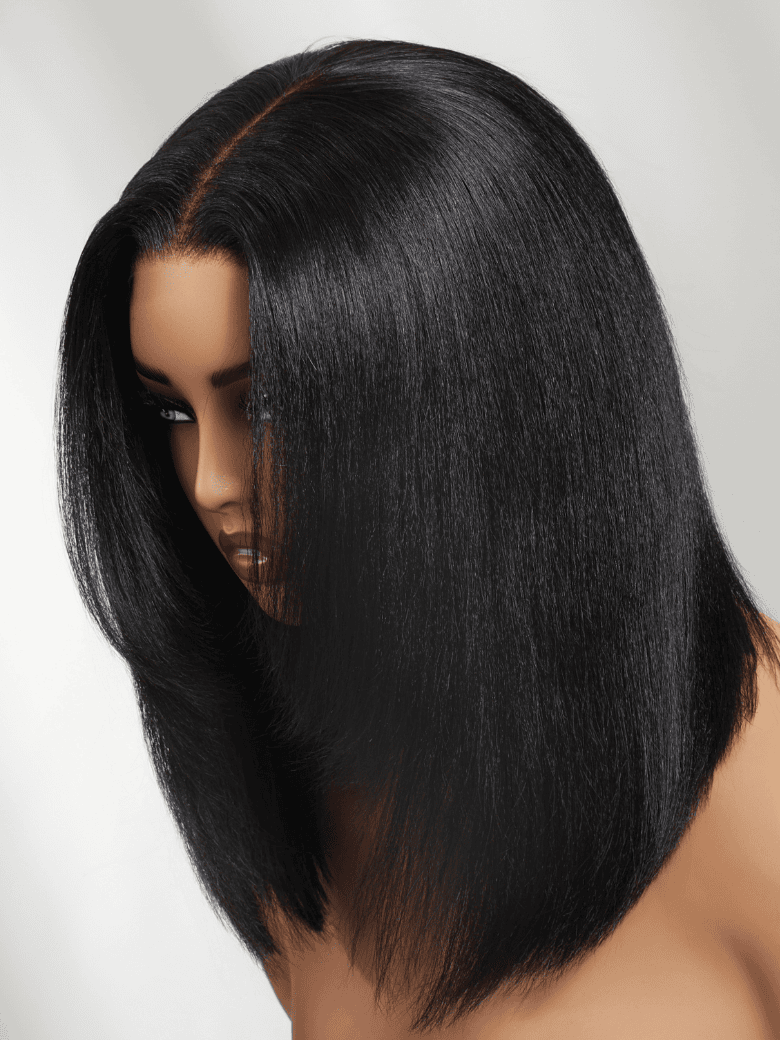 Klaiyi Light Yaki Straight Put On & Go Glueless Bob Wig 7x5 Lace Closure Wig Beginner Friendly Human Hair Wig Flash Sale