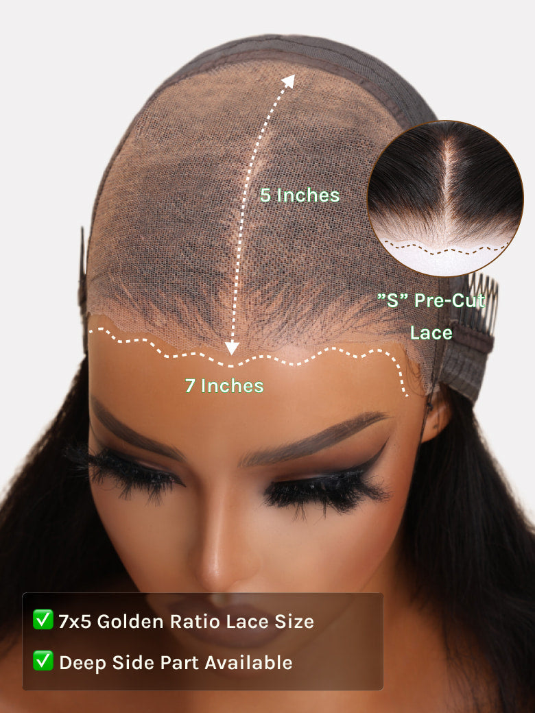 Klaiyi Light Yaki Straight Put On & Go Glueless Bob Wig 7x5 Lace Closure Wig Beginner Friendly Human Hair Wig Flash Sale
