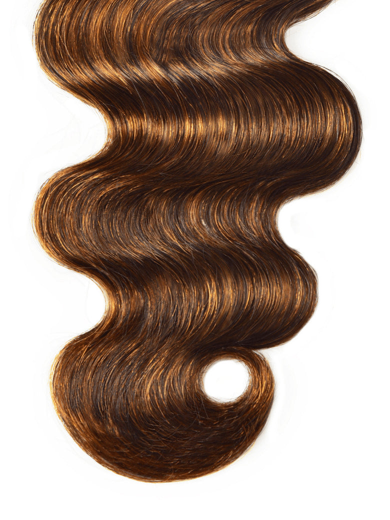 Klaiyi Balayage Hair Color 3 Bundles with Lace Closure Pre Plucked Free Part Highlights Ombre Hair Bundles Body Wave