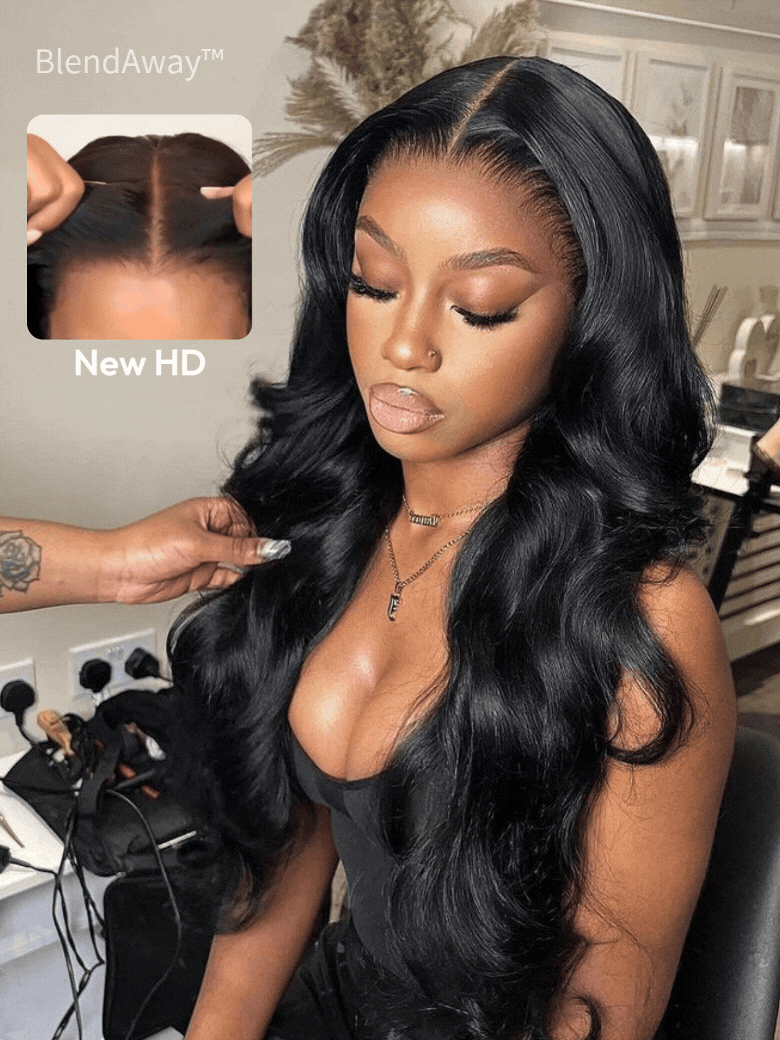 Klaiyi Body Wave No Glue Wigs 13x4 Invisible Transparent Lace Front Human Hair Wigs Pre-everything Wig