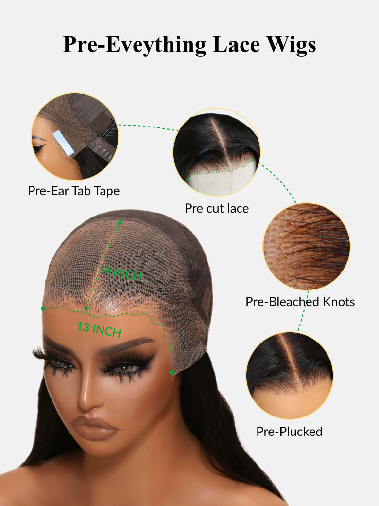 Klaiyi 13x4 Pre Everything Loose Body Wave Glueless Frontal Wig With Elastic Drawstring Human Hair Wig Flash Sale