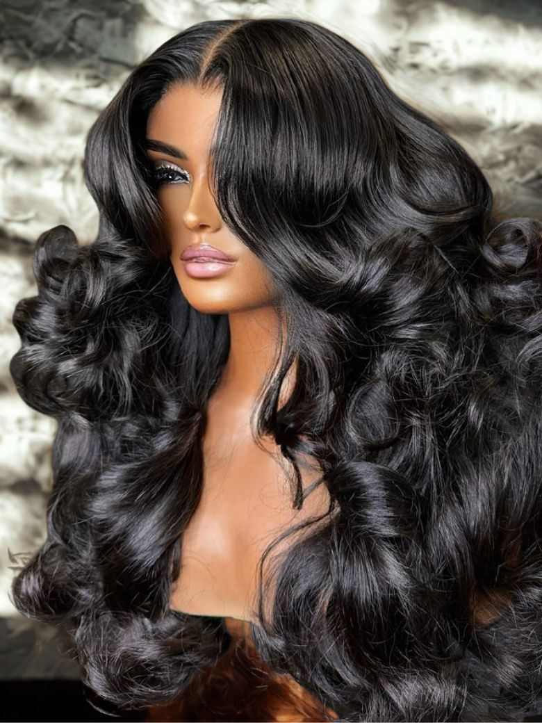 Klaiyi Body Wave No Glue Wigs 13x4 Invisible Transparent Lace Front Human Hair Wigs Pre-everything Wig