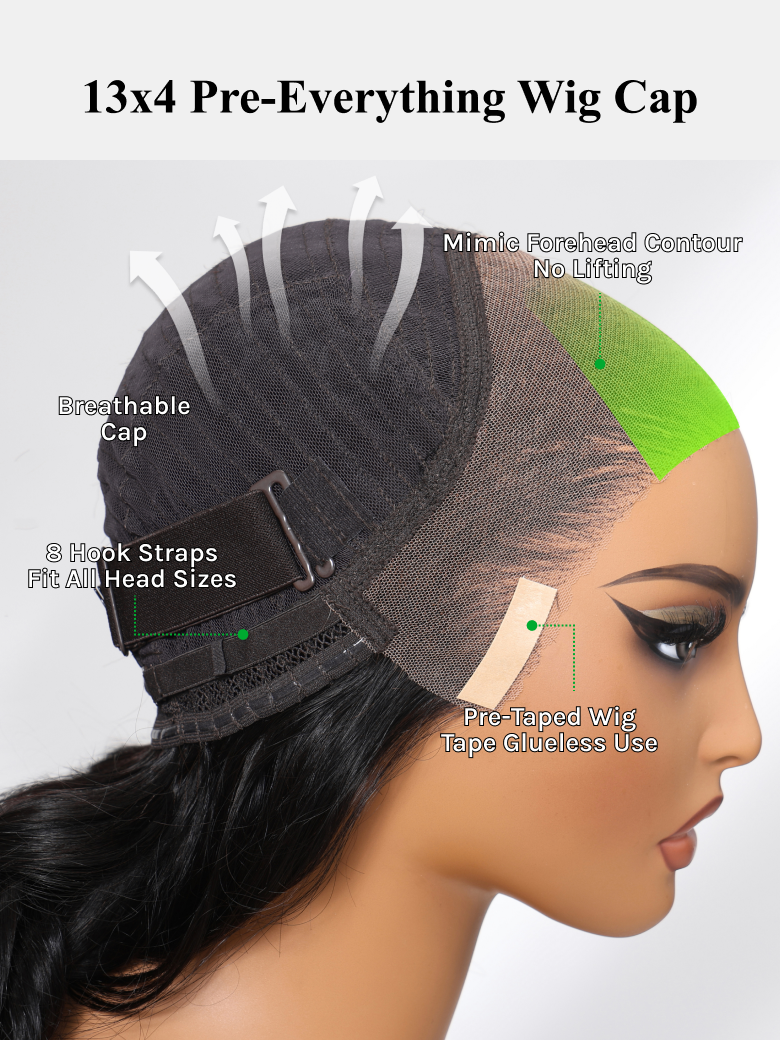 Klaiyi 13x4 Pre Everything Loose Body Wave Glueless Frontal Wig With Elastic Drawstring Human Hair Wig Flash Sale