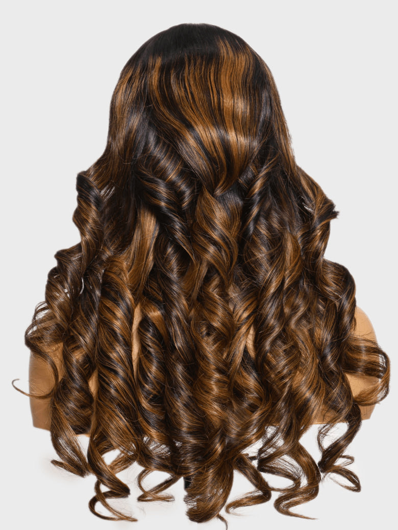 Klaiyi Ombre Brown Balayage Highlight Body Wave 13x4 Pre everything Wig Precolored Glueless Human Hair Lace Wig