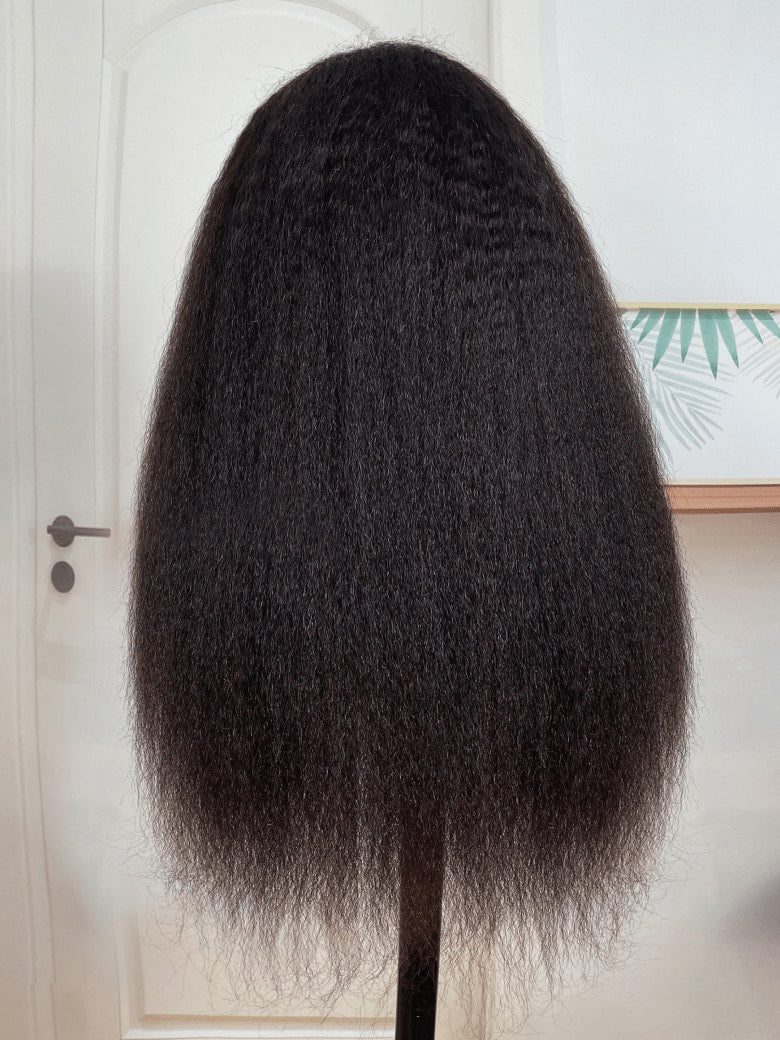 Klaiyi New Easicontour V Part Wig Kinky Straight Meets Real Scalp Beginner Friendly Afro Kinky Upgraded U Part Wigs with Drawstring