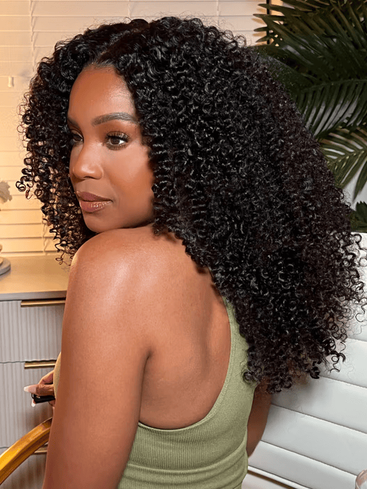 Klaiyi 4c Kinky Edge Kinky Curly Skin Melt 7x5 Bye Bye Knots Wig Virgin Human Hair Natural Hairline