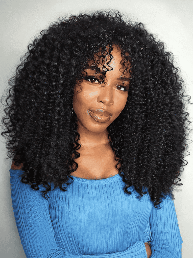 Klaiyi 4c Kinky Edge Kinky Curly Skin Melt 7x5 Bye Bye Knots Wig Virgin Human Hair Natural Hairline