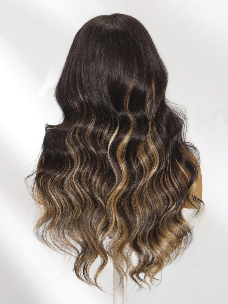 Klaiyi Honey Caramel Highlights Body Wave 7x5 and 13x4 Pre everything Wig Put on and go Glueless Wigs