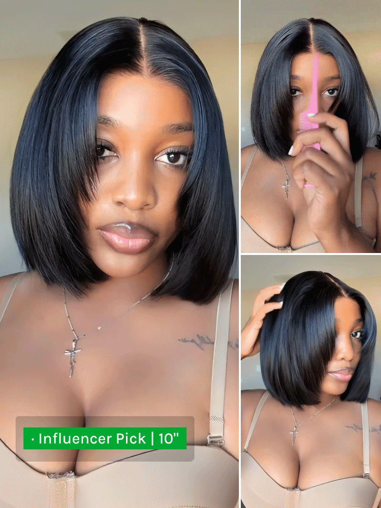 Klaiyi Light Yaki Straight Put On & Go Glueless Bob Wig 7x5 Lace Closure Wig Beginner Friendly Human Hair Wig Flash Sale