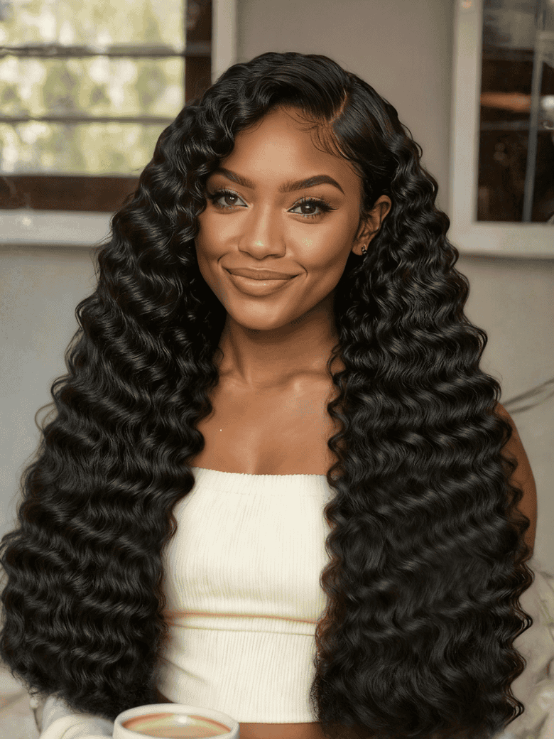 Klaiyi Brazilian Hair Deep Wave 3 Bundles Deals 100% Human Virgin Hair
