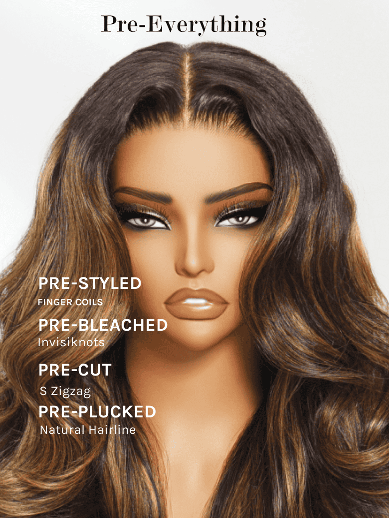 Klaiyi Ombre Brown Balayage Highlight Body Wave 13x4 Pre everything Wig Precolored Glueless Human Hair Lace Wig