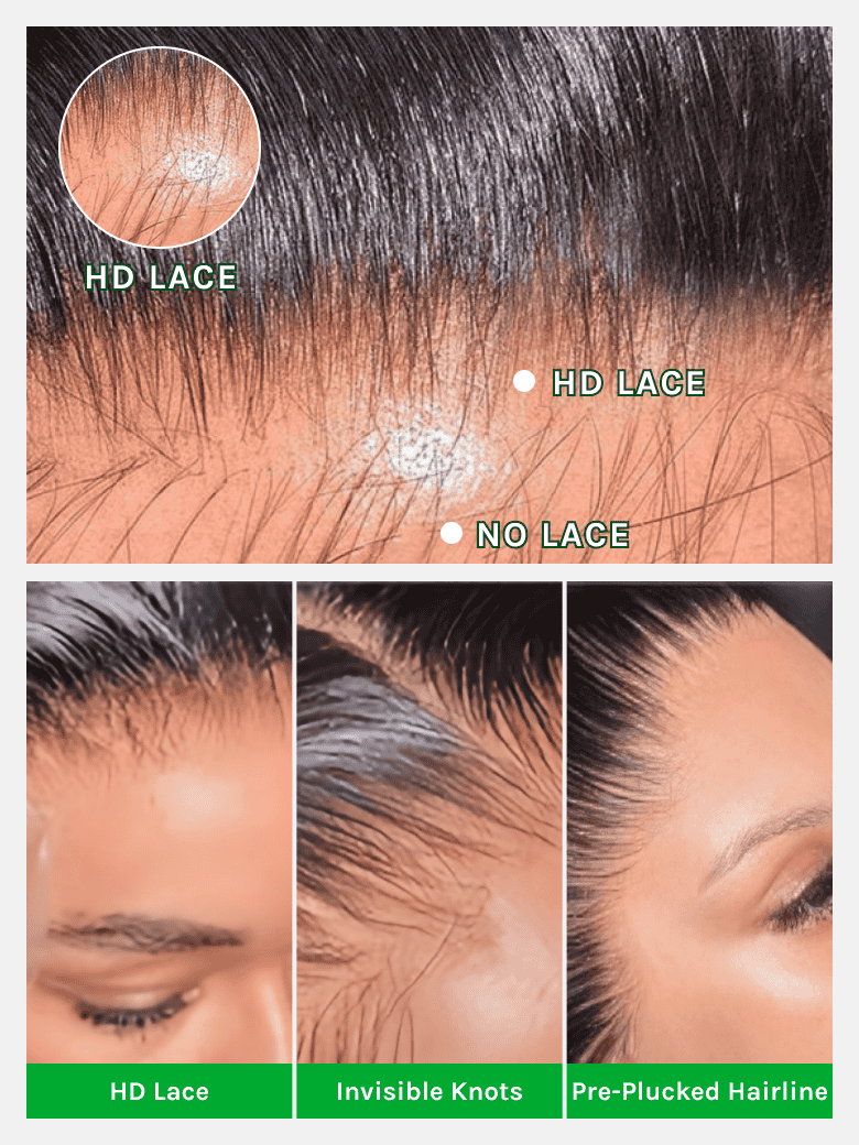 Klaiyi Real 5x5 HD Invisible Lace Closure Wigs 180% Glueless Wigs Melted All Skin Human Hair Wig