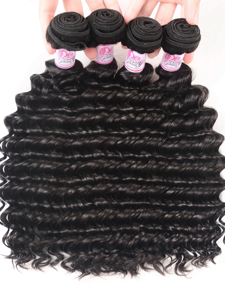 Klaiyi Brazilian Hair Deep Wave 3 Bundles Deals 100% Human Virgin Hair