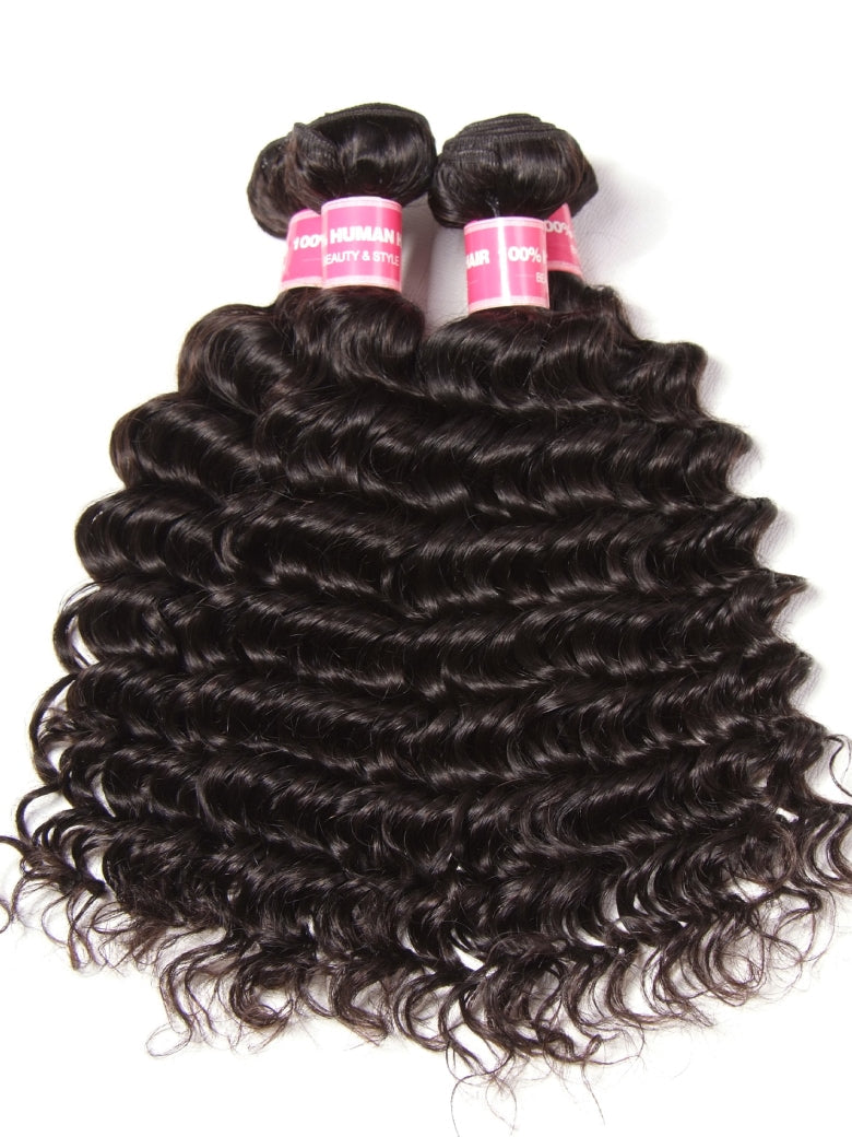 Klaiyi Brazilian Hair Deep Wave 3 Bundles Deals 100% Human Virgin Hair