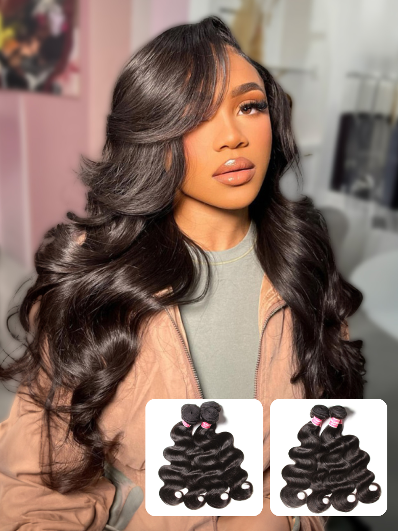 Klaiyi Brazilian Hair Body Wave Human Virgin Hair Weft 3 or 4 Bundles/Pack