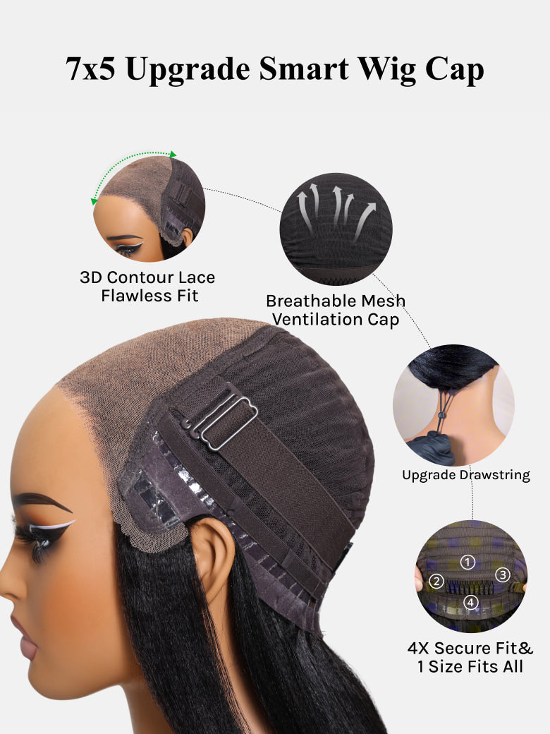 Klaiyi 7x5 Pre-Cut Lace Wig Bleach Knots Wigs Put On and Go Jerry Curl Human Hair Wig Beginner Wig