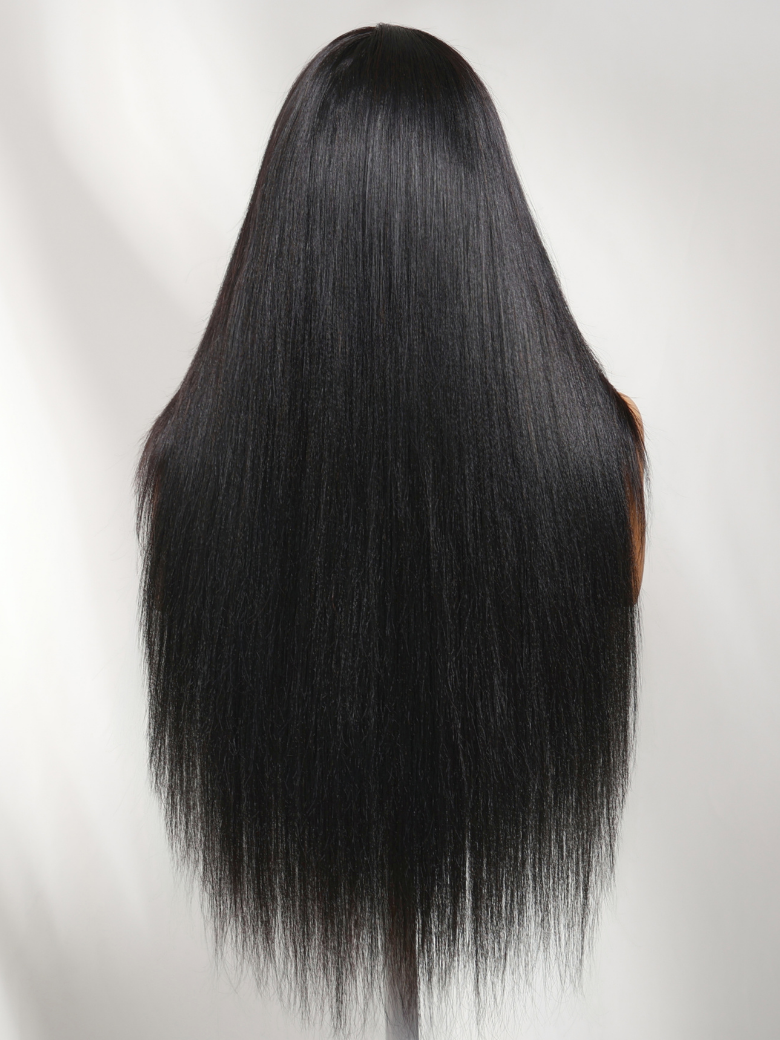 Klaiyi Yaki Straight Put On and Go Glueless Lace Wigs 7x5 Bye Bye Knots Human Hair Lace Wig
