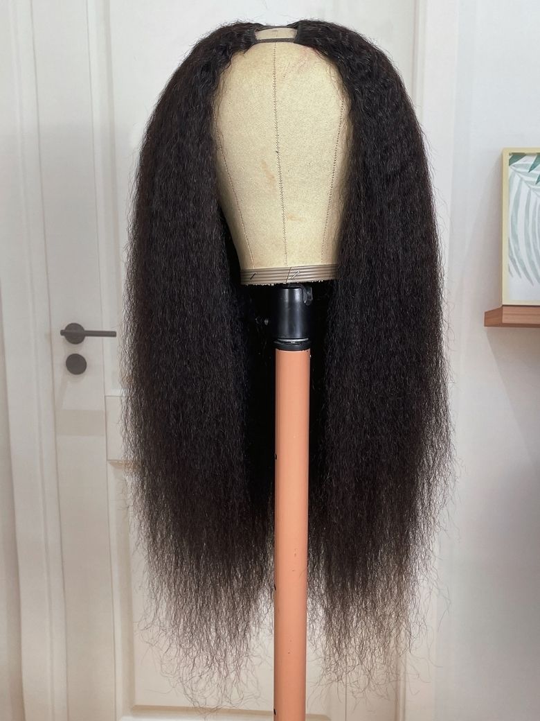 Klaiyi New EasiContour™ Yaki Straight V Part Wig Meets Real Scalp Ready To Wear Glueless Wig with  Invisi Drawstring