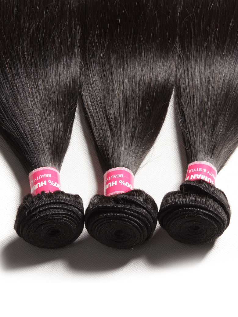 Klaiyi 3 Bundles Straight Human Hair Bundles 100% Virgin Human Hair Weaves