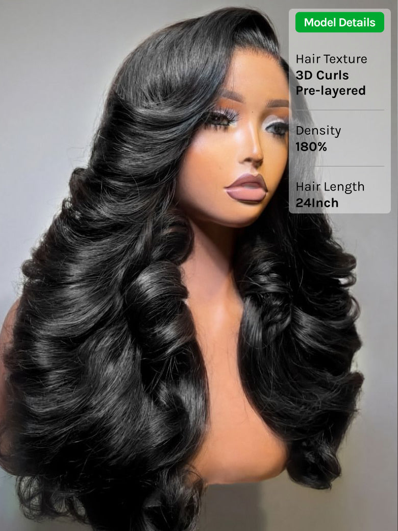 Klaiyi 13x4 Pre Everything Loose Body Wave Glueless Frontal Wig With Elastic Drawstring Human Hair Wig Flash Sale