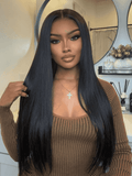 Klaiyi 13x4 Pre-Everything Yaki Straight Put On and Go Glueless Wig Real Ear to Ear Full Frontal Human Hair Silk Press Look Hair