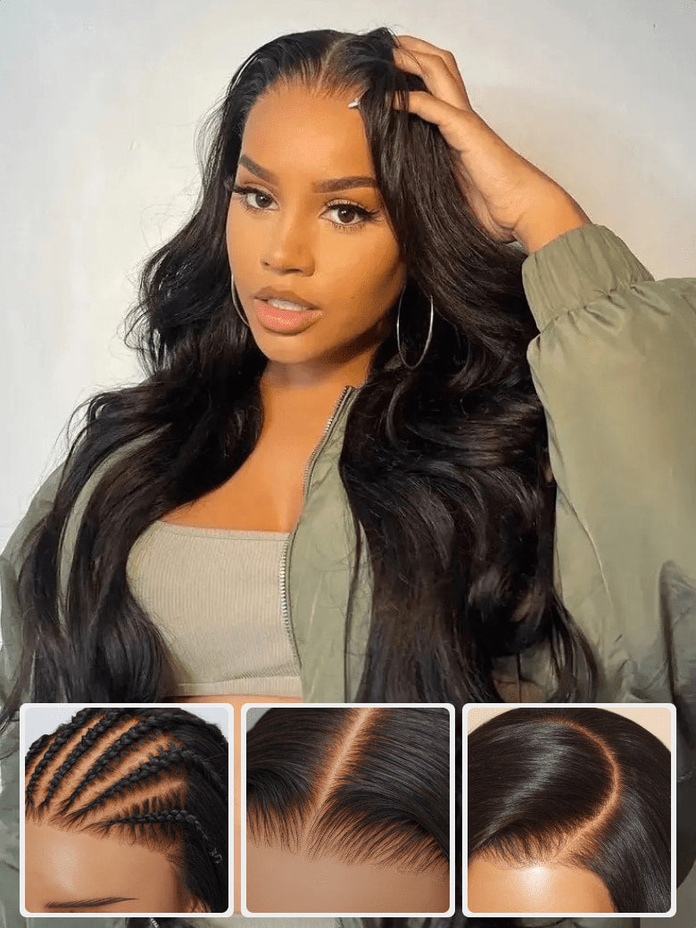 Klaiyi 13x4 Body Wave Pre-Everything™ Lace Frontal Wig Byebye Glue Lace Front Wigs with Invisible Knots