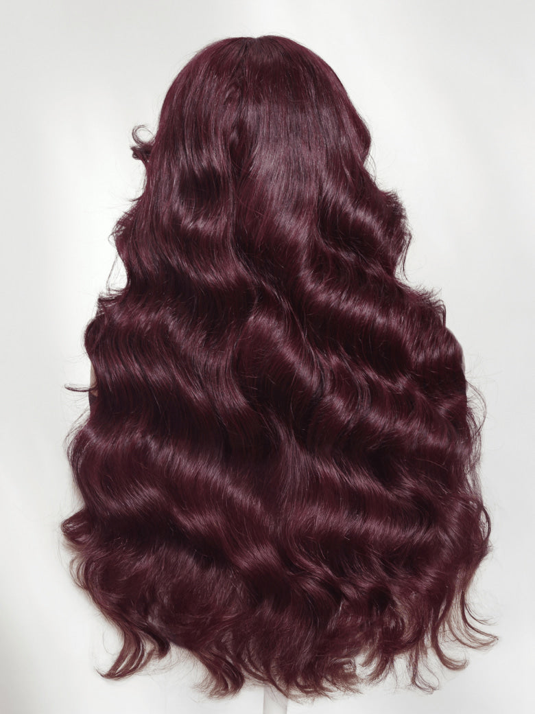 Klaiyi Black Cherry Layered Cut Straight/Loose Wave 7x5 and 13x4 Pre-Everything Lace Frontal Wig Put on and Go Glueless Wig