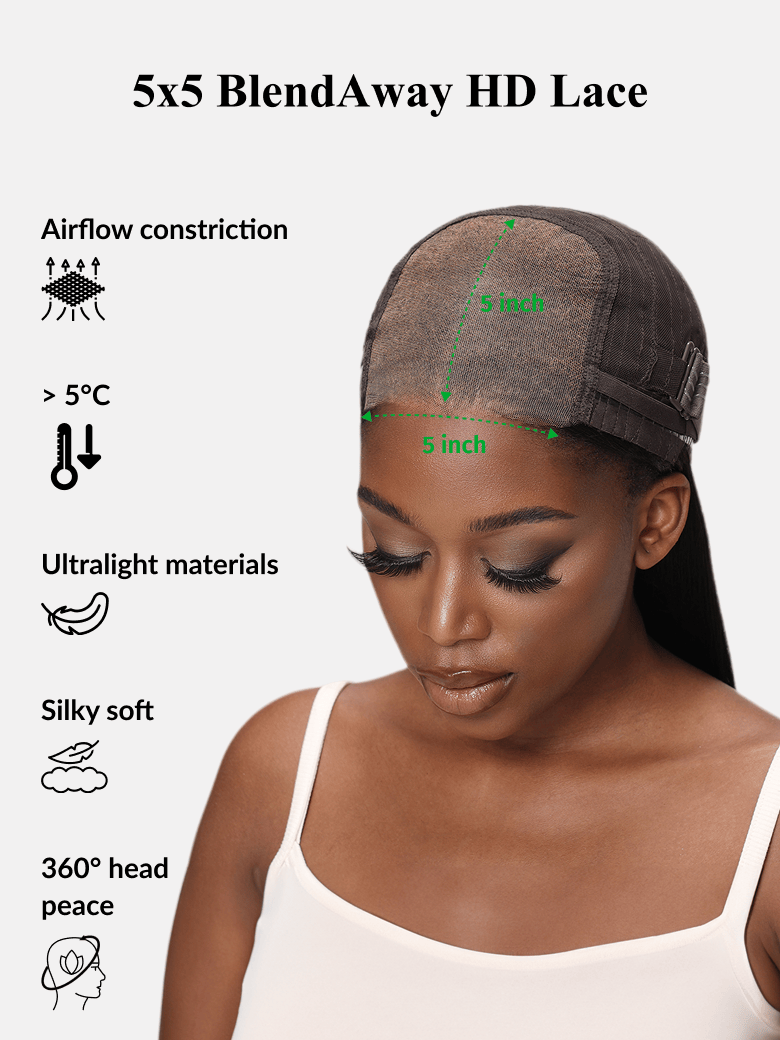 Klaiyi Real 5x5 HD Invisible Lace Closure Wigs 180% Glueless Wigs Melted All Skin Human Hair Wig