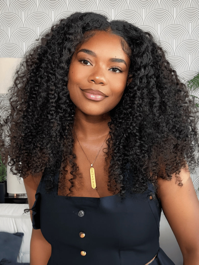 Klaiyi 4C Kinky Edge Wig Realistic Super Natural 4C Kinky Curly 7x5 Bye Bye Knots Wig Flash Sale