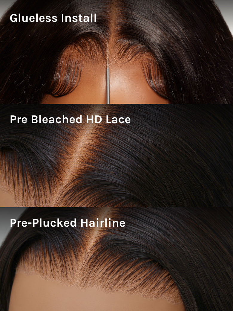 Klaiyi Yaki Straight Put On and Go Glueless Lace Wigs 7x5 Bye Bye Knots Human Hair Lace Wig
