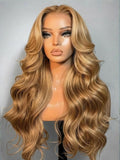 Klaiyi Ombre Highlight Blonde Body Wave 7x5 Bye Bye Knots Lace Wig Human Hair Put on and go Wigs