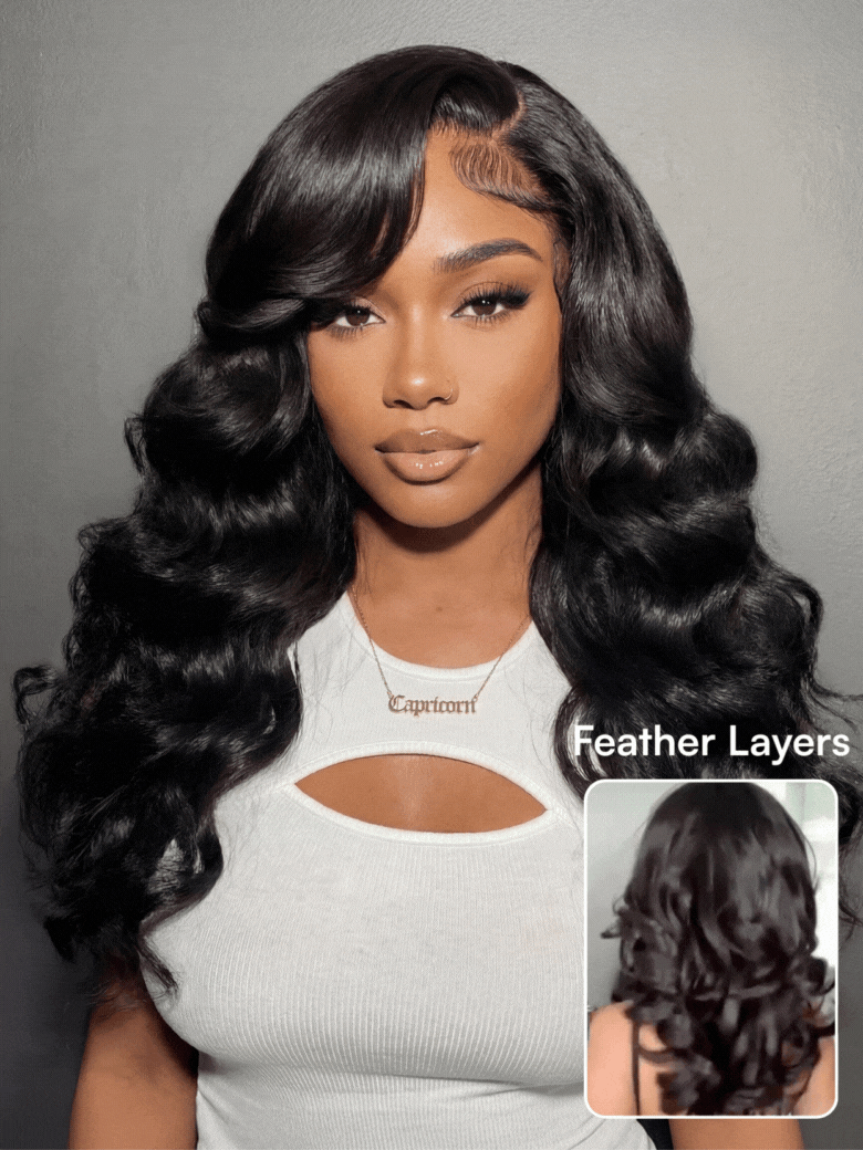Klaiyi 13x4 Pre Everything Loose Body Wave Glueless Frontal Wig With Elastic Drawstring Human Hair Wig Flash Sale