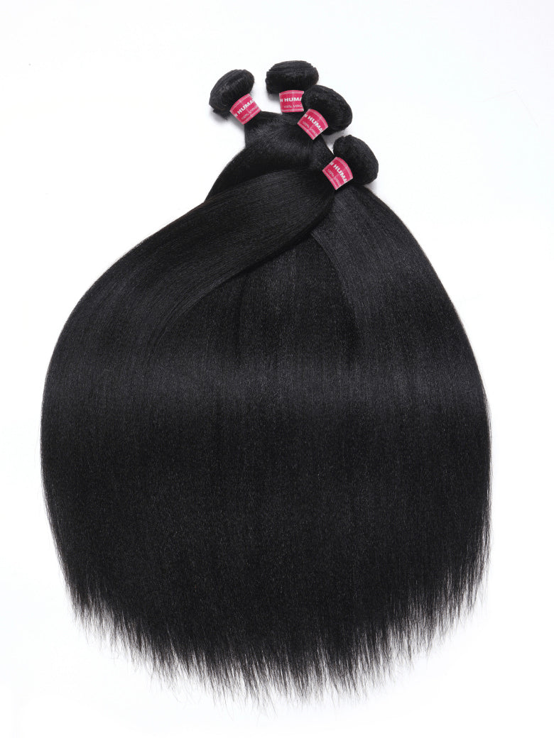 Klaiyi Light Yaki Straight Human Hair Bundles Most Natural Yaki Weave 2/3/4 Bundles/Pack