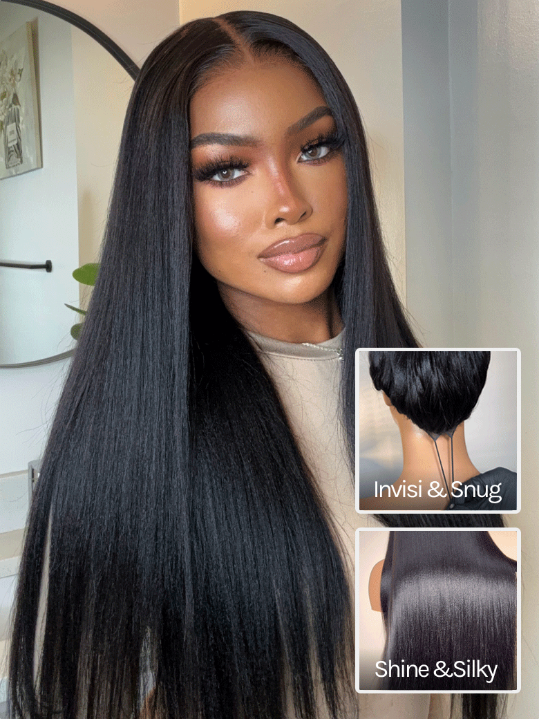 Klaiyi Yaki Straight Put On and Go Glueless Lace Wigs 7x5 Bye Bye Knots Human Hair Lace Wig