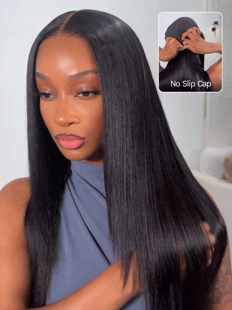 Klaiyi Yaki Straight Put On and Go Glueless Lace Wigs 7x5 Bye Bye Knots Human Hair Lace Wig