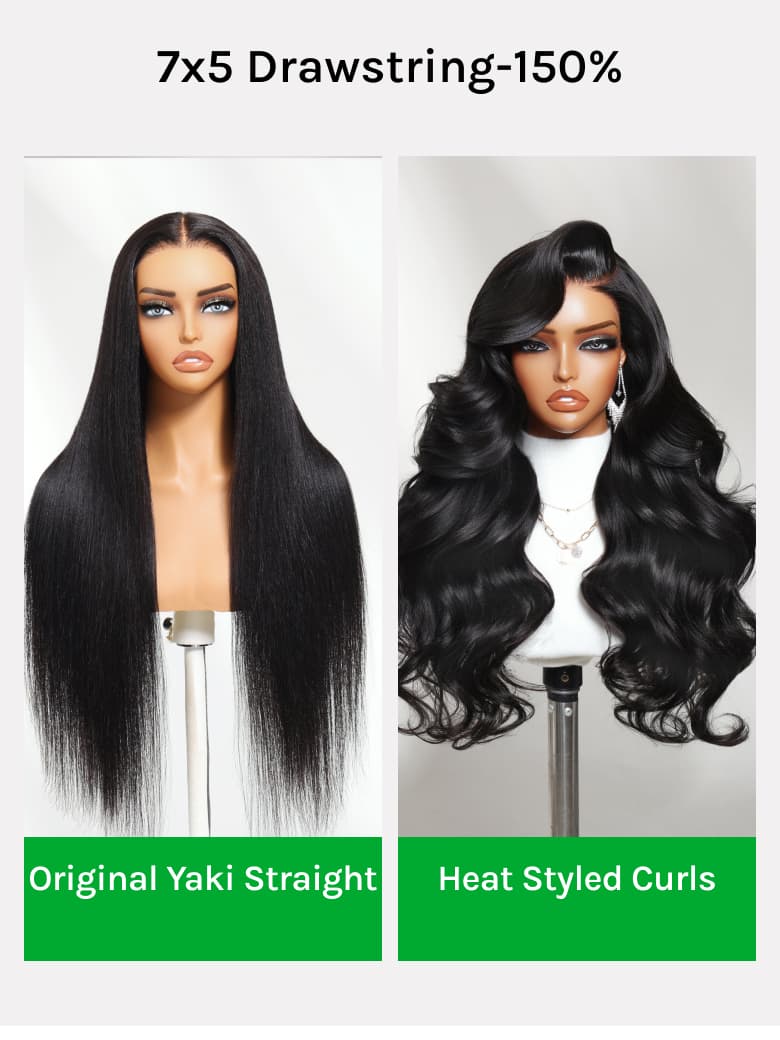 Klaiyi Yaki Straight Put On and Go Glueless Lace Wigs 7x5 Bye Bye Knots Human Hair Lace Wig